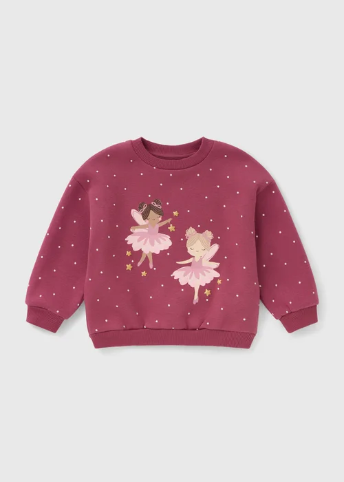 Girls Burgundy Fairy Sweatshirt (1-8yrs) - 1-1.5 Yrs Image 1