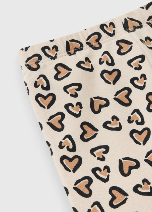 Girls Brown Leopard Heart Leggings (1-8 Yrs) - 1-1.5 Yrs Image 2