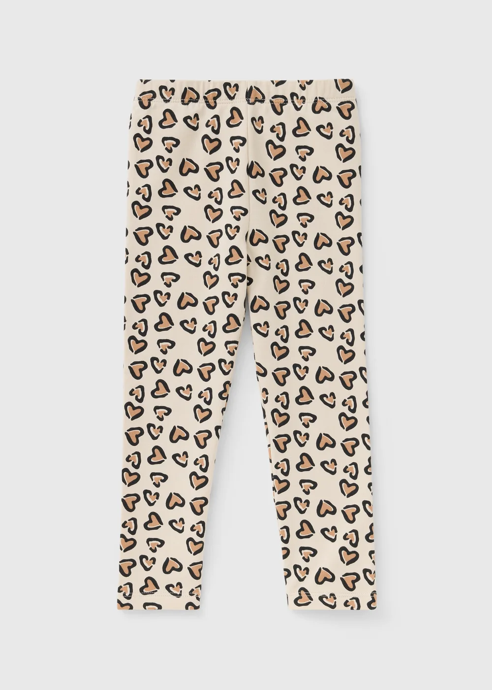 Girls Brown Leopard Heart Leggings (1-8 Yrs) - 1-1.5 Yrs Image 1