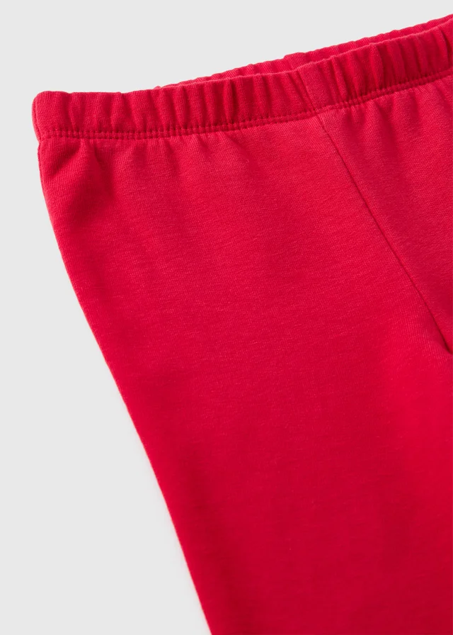 Girls Red Blushed Flared Leggings (1-8yrs)