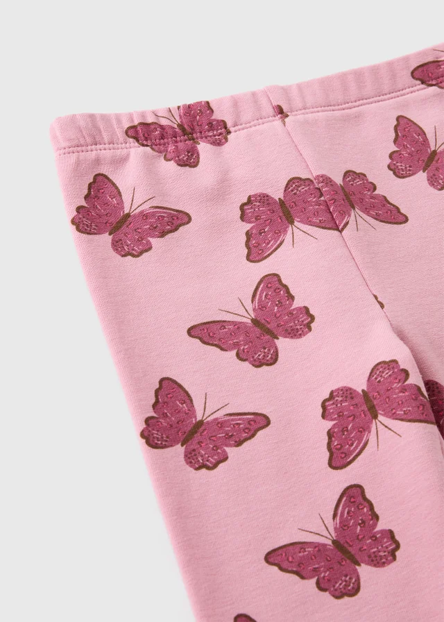 Girls Pink Butterfly Leggings (1-8yrs)
