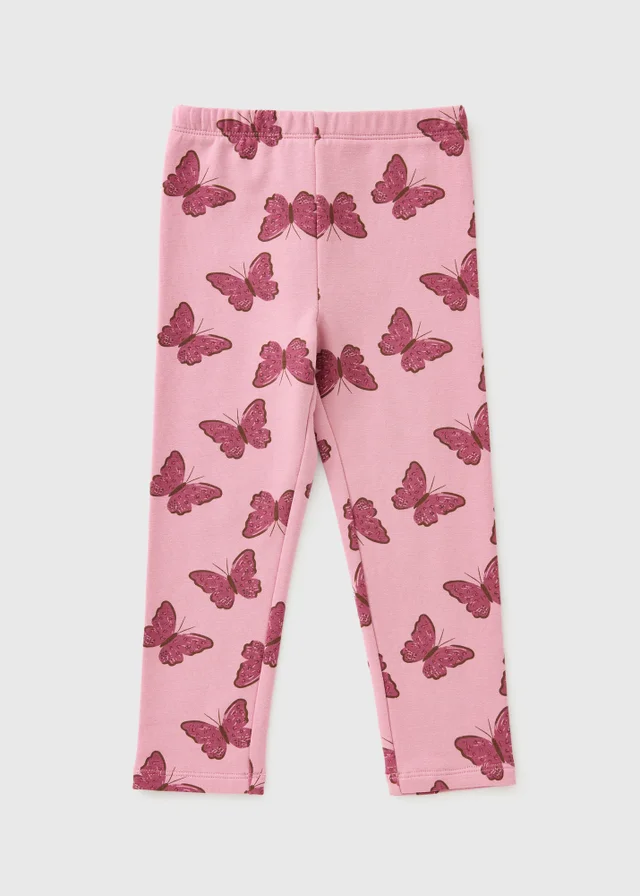 Girls Pink Butterfly Leggings (1-8yrs)