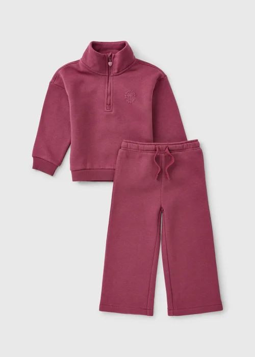 Girls Burgundy Top & Jogging Bottoms Set (1-8yrs) - 1-1.5 Yrs Image 1