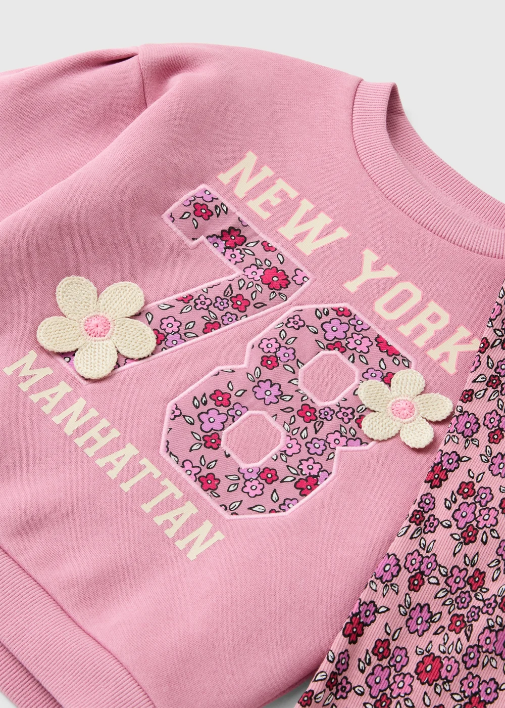 Girls Pink Floral Sweatshirt & Flare Leggings Set (1-8 Yrs) - 1-1.5 Yrs Image 2