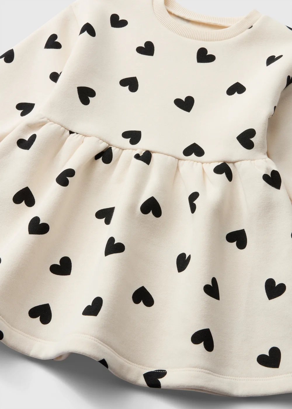Girls Cream Heart Print Sweatshirt Dress (1-8yrs) - 1-1.5 Yrs Image 2