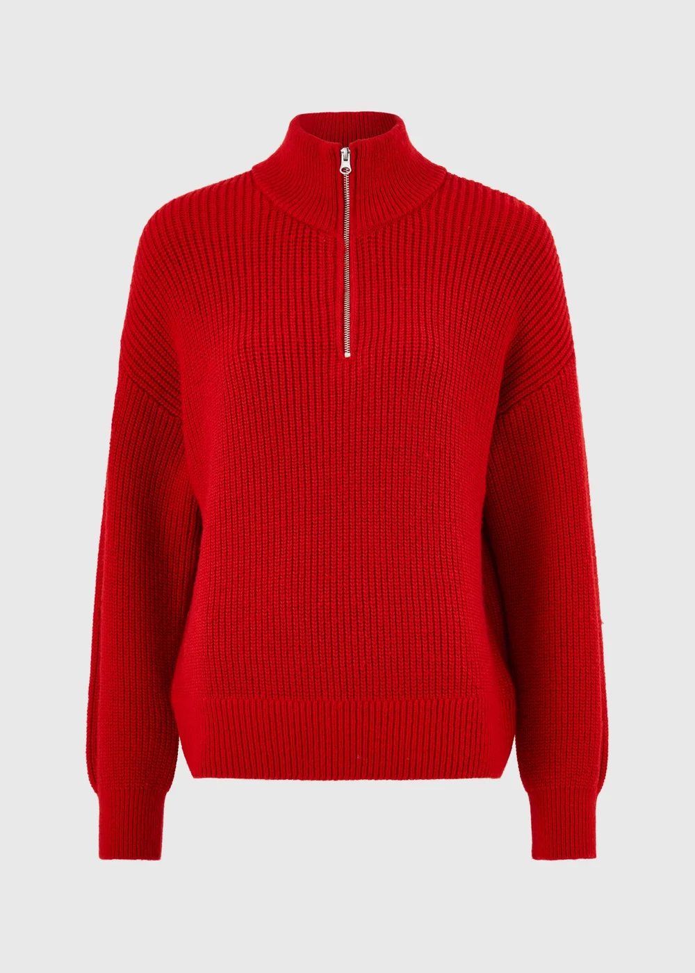 Red Quarter Zip Knitted Jumper - XS Image 4