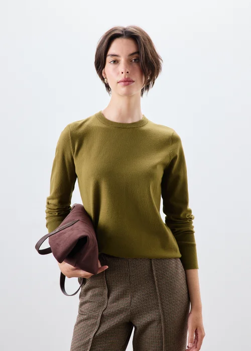 Khaki Crew Neck Jumper - 8 Image 1