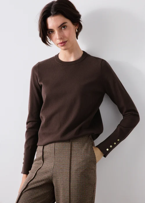Chocolate Brown Crew Neck Jumper - 20 Image 1