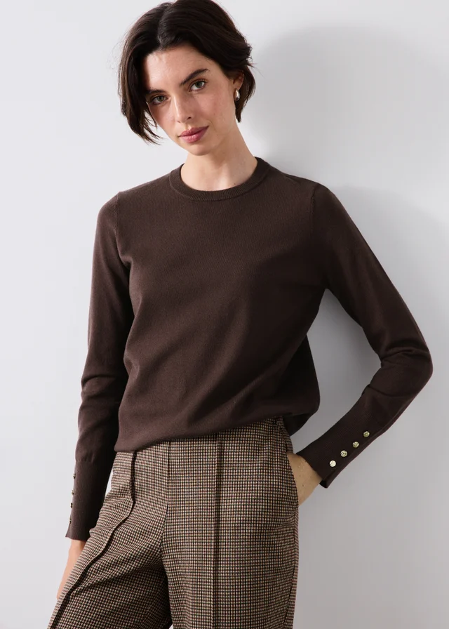 Chocolate Brown Crew Neck Jumper