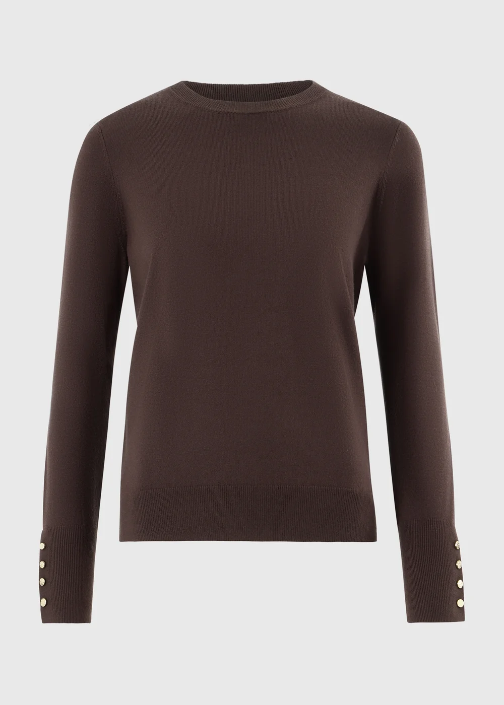 Chocolate Brown Crew Neck Jumper - 20 Image 2