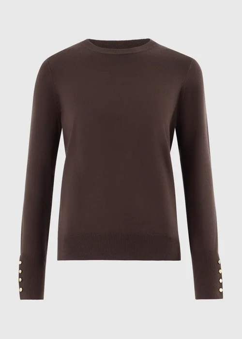 Chocolate Brown Crew Neck Jumper - 20 Image 2