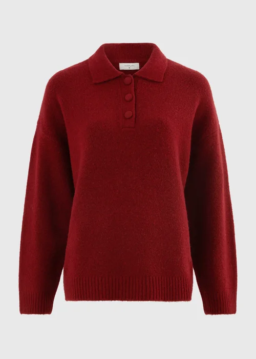 Red Open Collar Knitted Jumper - XS Image 5