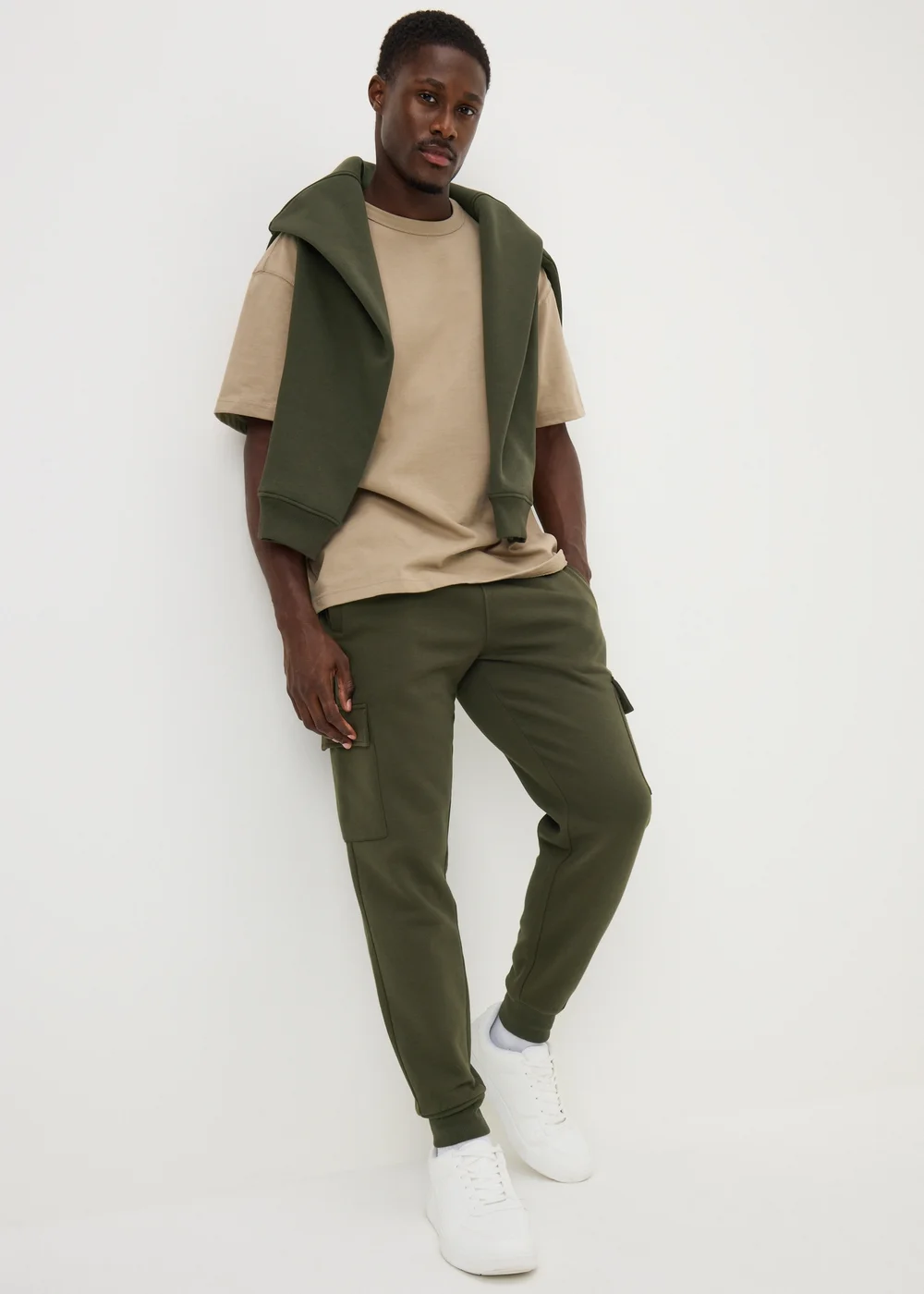 Khaki Slim Fit Cargo Jogging Bottoms - XS Image 1