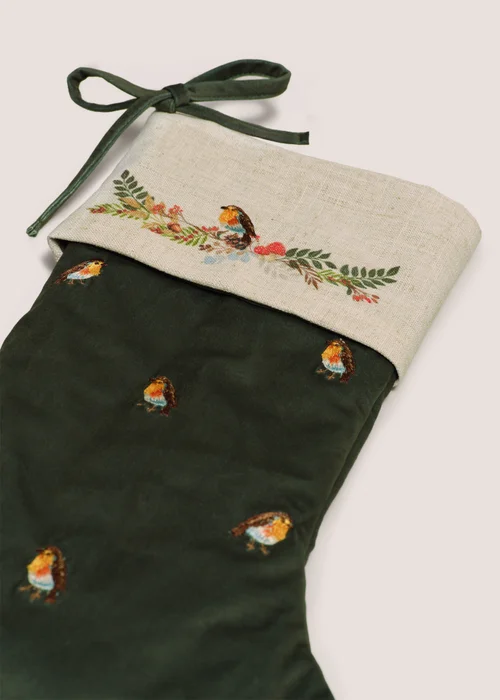 Robin Embroidered Stocking Image 2