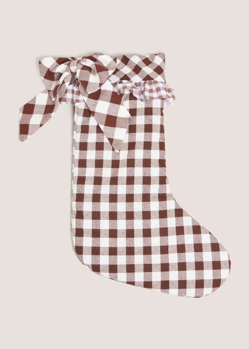 Gingham Brown Stocking Image 1