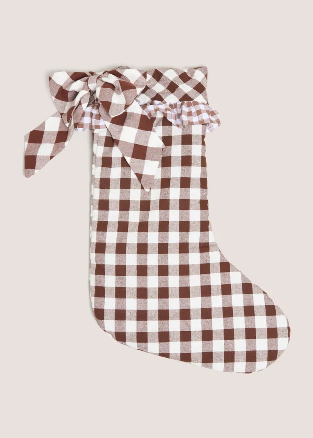 Gingham Brown Stocking