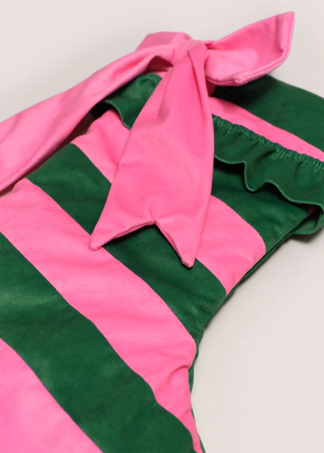 Pink & Green Stripe Stocking