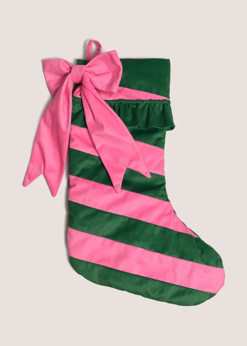 Pink & Green Stripe Stocking Image 1