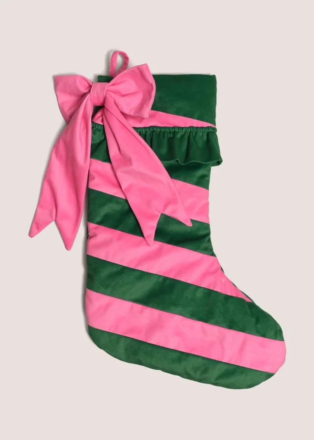 Pink & Green Stripe Stocking
