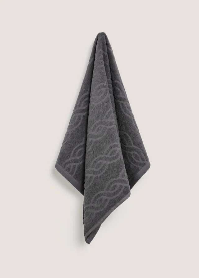 Grey Cable Knit Design Towel