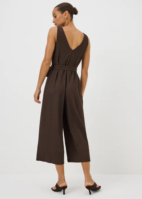 Brown Textured Jersey Jumpsuit - 8 Image 2