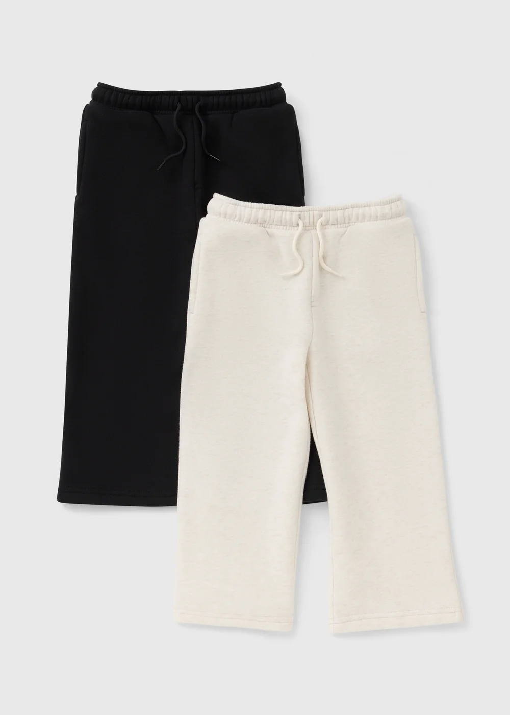 2 Pack Boys Oatmeal & Black Wide Leg Joggers (1-8yrs) - 1-1.5 Yrs Image 1