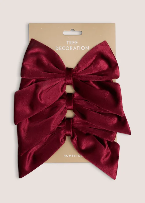 Burgundy 3 Pack Bow Decorations Image 1