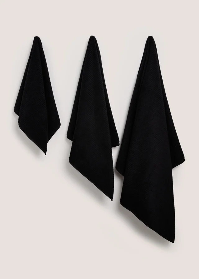 Black Skinny Rib Towel
