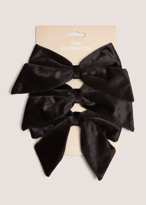 Black 3 Pack Bow Decorations Image 1