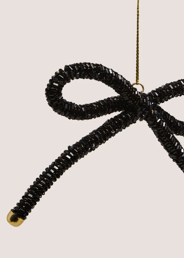 Black Sparkle Bow Hanging Decoration