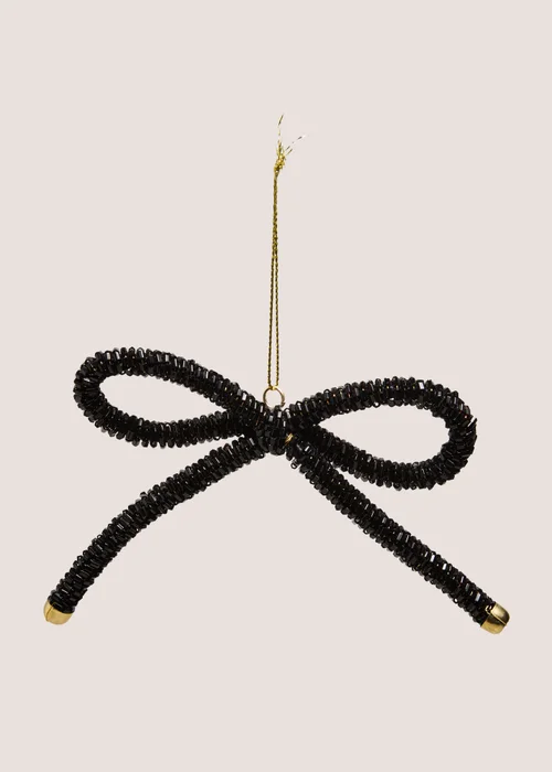 Black Sparkle Bow Hanging Decoration Image 1