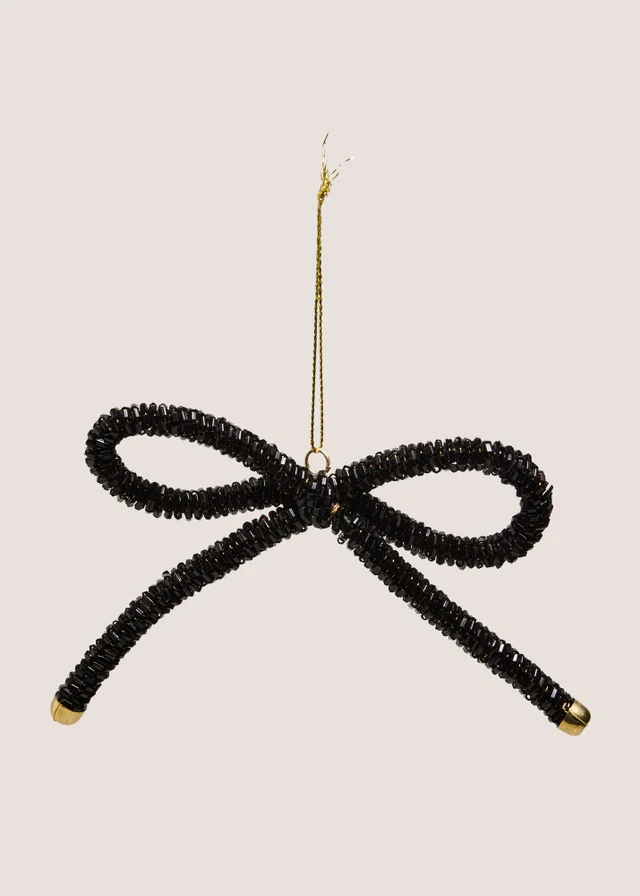 Black Sparkle Bow Hanging Decoration
