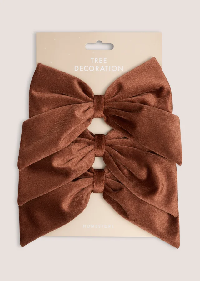 Brown 3 Pack Bow Decoration