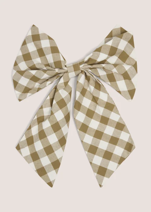 Green Gingham Large Bows Image 1