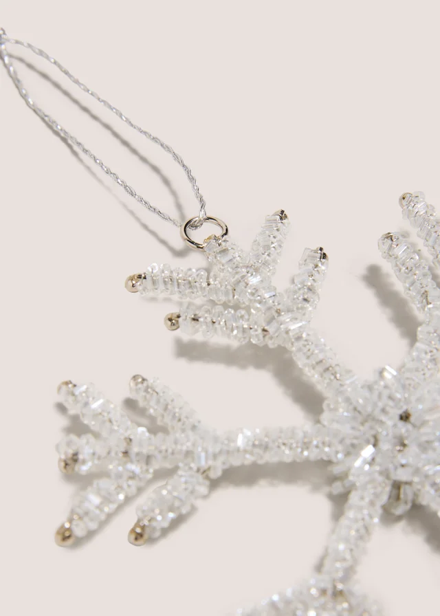 White Beaded Snowflake Hanging Decoration