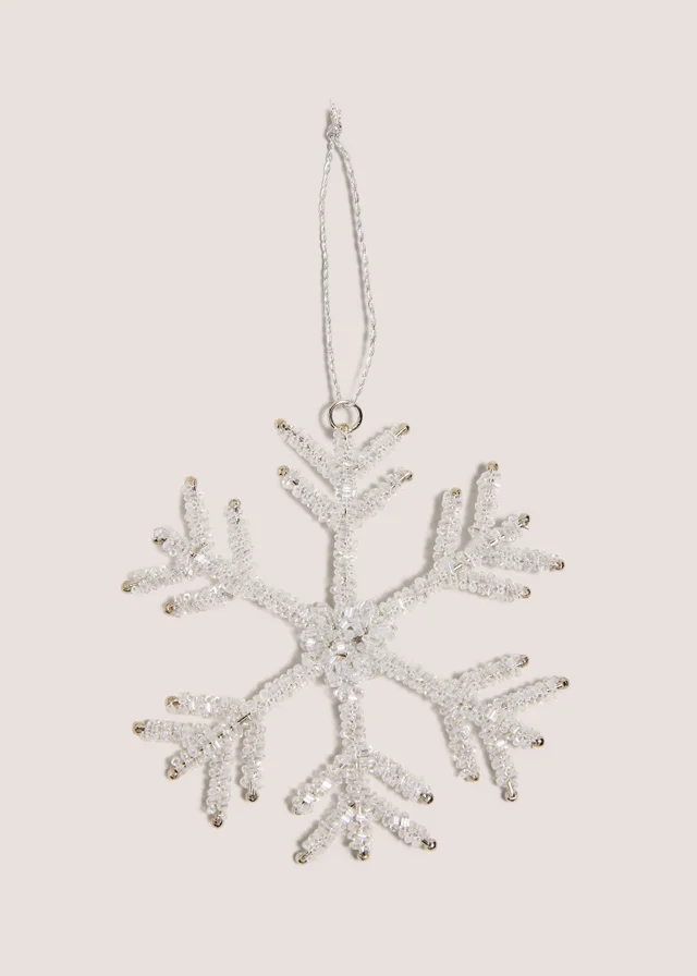 White Beaded Snowflake Hanging Decoration
