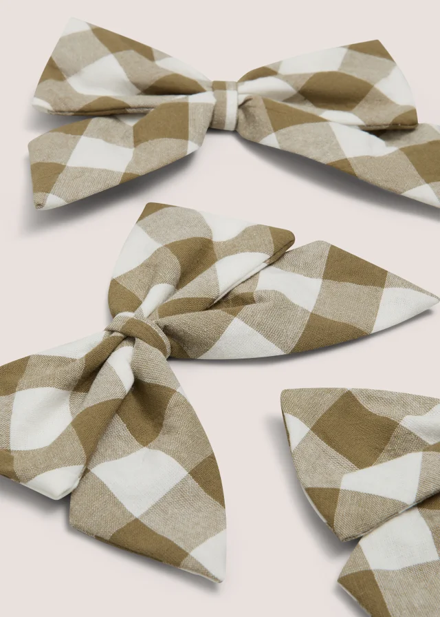 3 Pack Green Gingham Bows