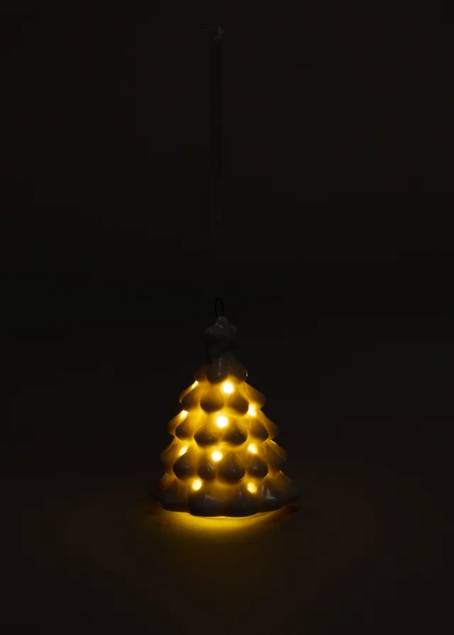 White Ceramic Christmas Tree LED Tree Decoration
