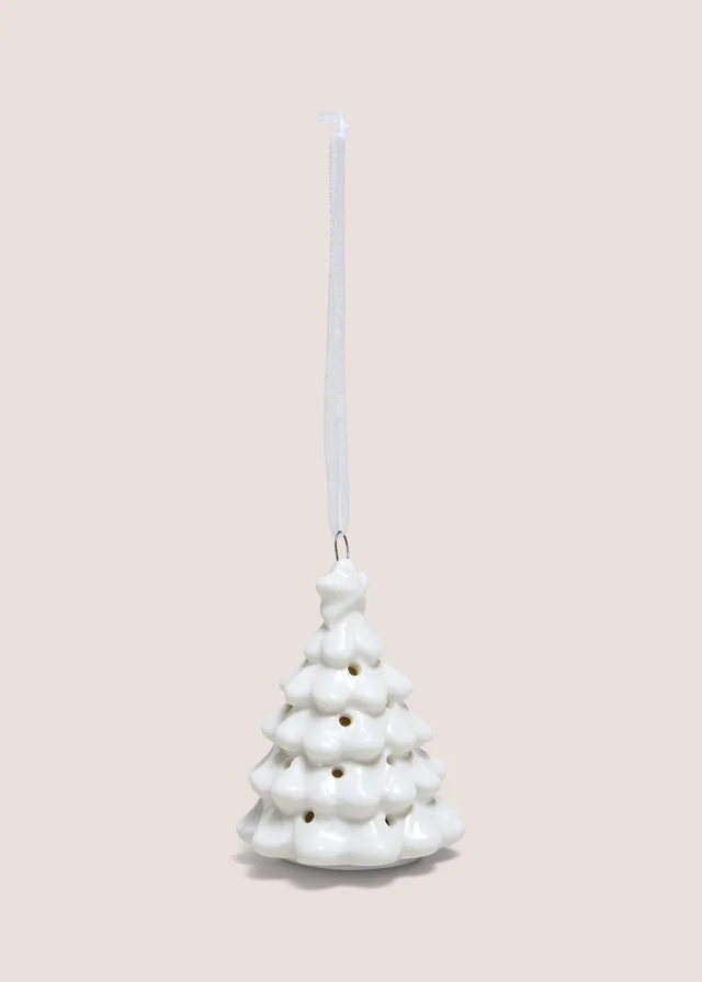 White Ceramic Christmas Tree LED Tree Decoration