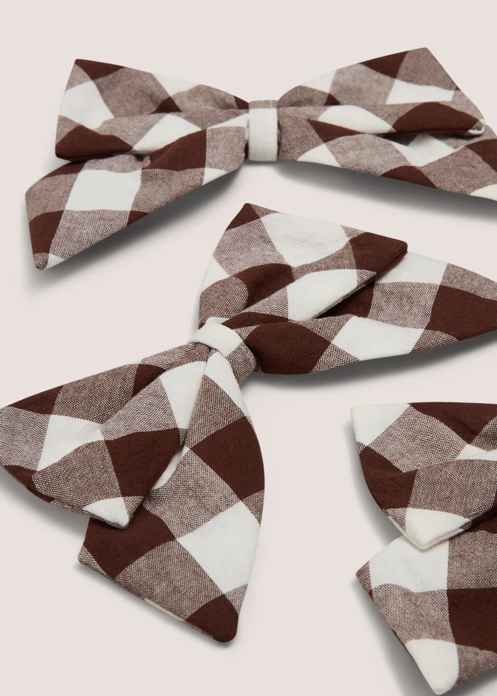 3 Pack Brown Gingham Decorative Bows Image 2