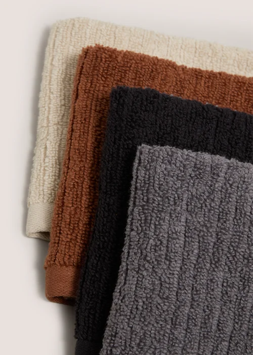 4 Pack Skinny Rib Face Cloths - Face Cloth Image 3