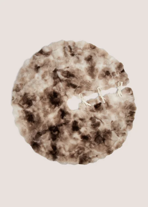 Brown Faux Fur Christmas Tree Skirt Image 1