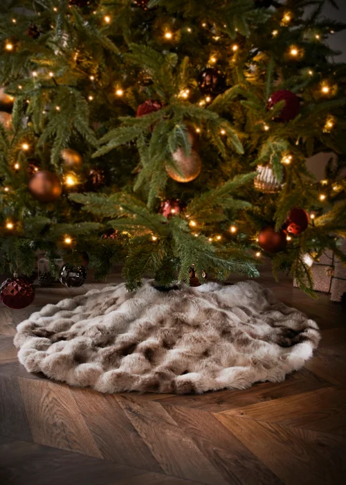 Brown Faux Fur Christmas Tree Skirt Image 2