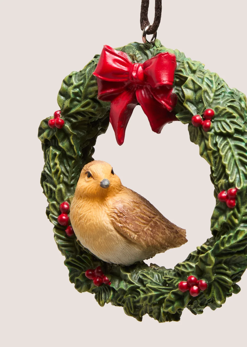 Robin Christmas Wreath Hanging Ornament Image 2