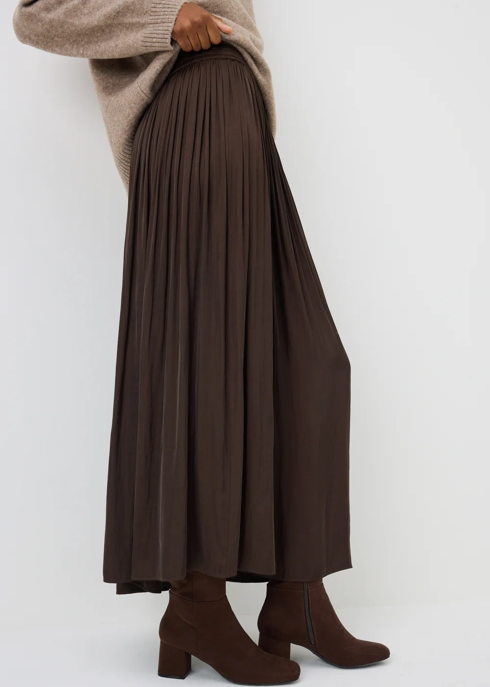Chocolate Crinkle Satin Midaxi Skirt - 8 Image 2