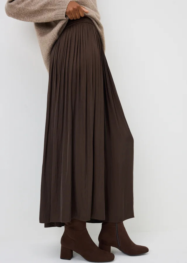 Chocolate Crinkle Satin Midaxi Skirt