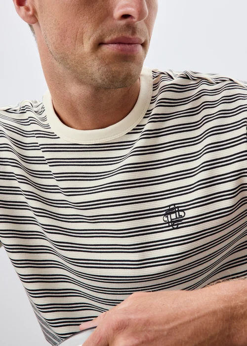 Black Striped Textured T-Shirt - S Image 3