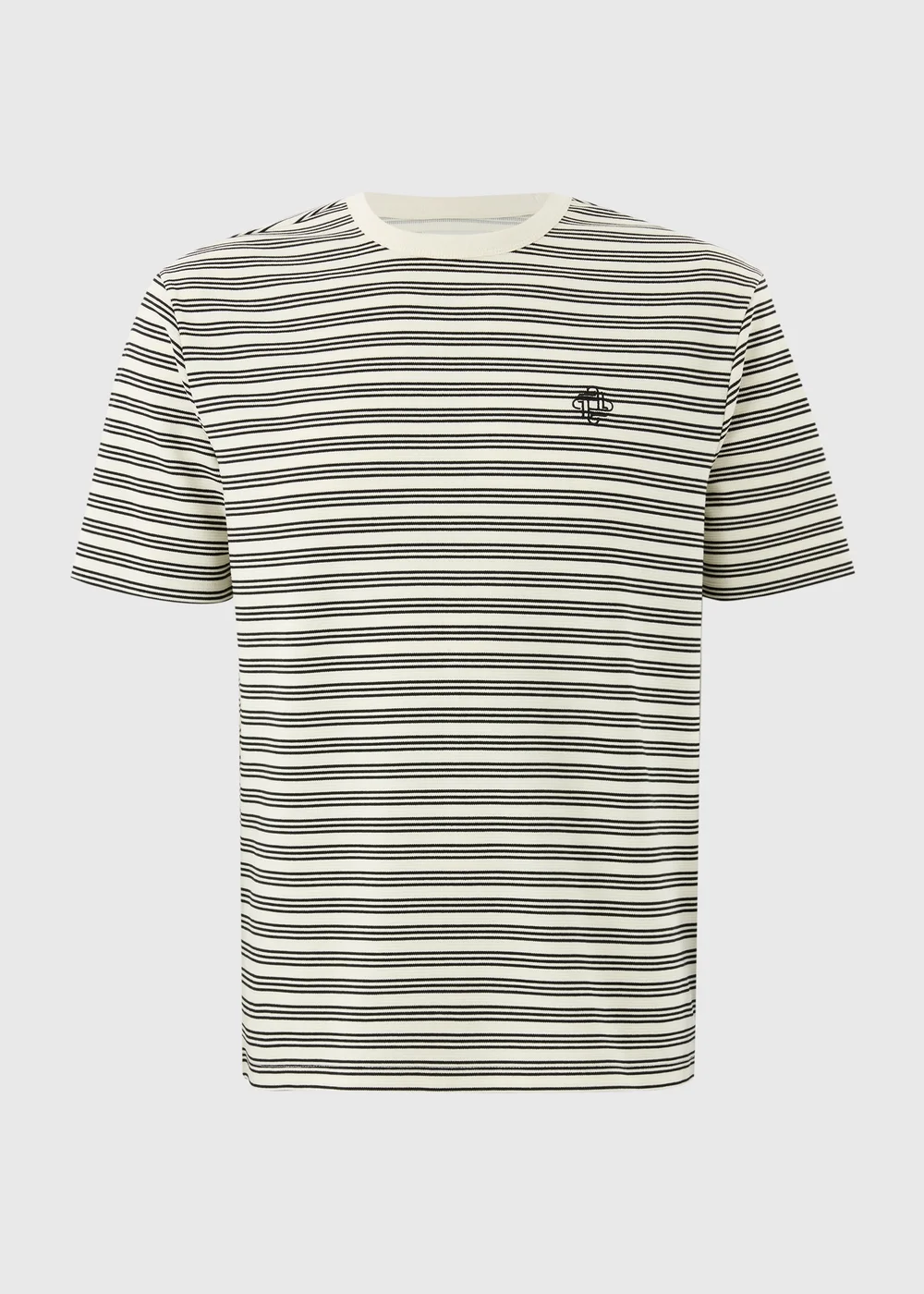 Black Striped Textured T-Shirt - S Image 4
