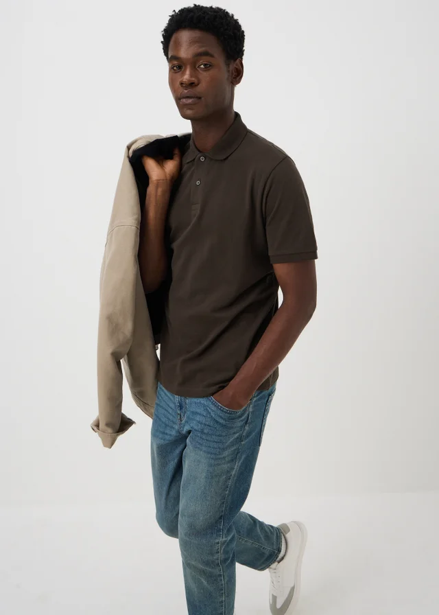Brown Textured Polo Shirt