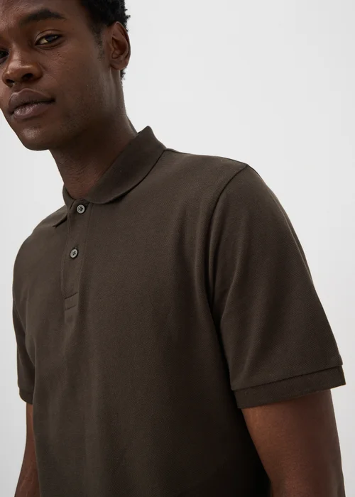 Brown Textured Polo Shirt - XS Image 3